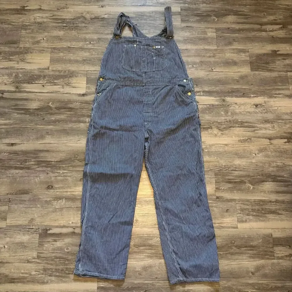 Vintage 40s 50s Lee Railroad Striped Coveralls Size 44x31